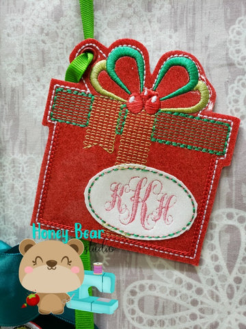 Kawaii Box Gift Tag Name Applique Ornament 4x4 5x7 DIGITAL DOWNLOAD embroidery file ITH In the Hoop Nov 26 2018