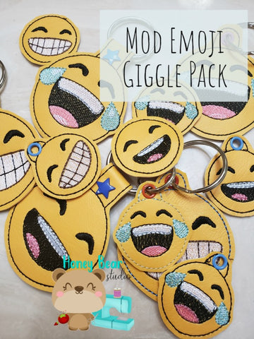 Mod Emoji GIGGLE PACK Value Pack of Fobs and Felties 4x4 Friendly Embroidery Design Files
