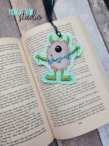 Heart Monster Valentine Love Cute Bookmark 4x4 DIGITAL DOWNLOAD embroidery file ITH In the Hoop 1222
