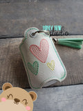 Sketch Hearts Sanitizer Holder 4x4 And 5x7 single hooping DIGITAL DOWNLOAD embroidery file ITH In the Hoop 1221