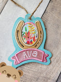 Christmas Horseshoe with Banner Name Applique Ornament 4x4 DIGITAL DOWNLOAD embroidery file ITH In the Hoop 10 2020