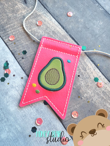 AddiePoo Avocado Heart Flag Banner Piece 4x4 DIGITAL DOWNLOAD embroidery file ITH In the Hoop 0422