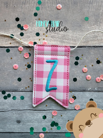 AddiePoo Font Alphabet Letter Z Flag Banner Piece 4x4 DIGITAL DOWNLOAD embroidery file ITH In the Hoop 0322