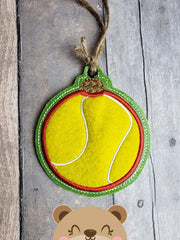 Sports Christmas  Tennis ball Applique  4x4 DIGITAL DOWNLOAD embroidery file ITH In the Hoop Nov 2019