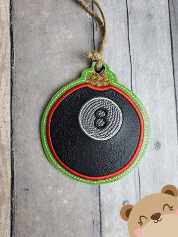 Sports Christmas  Billiards 8 eight  pool ball Applique  4x4 DIGITAL DOWNLOAD embroidery file ITH In the Hoop Nov 2019