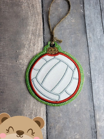 Sports Christmas Volleyball Applique  4x4 DIGITAL DOWNLOAD embroidery file ITH In the Hoop Nov 2019