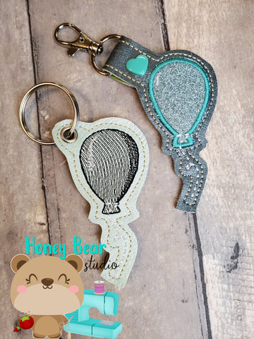 Single Balloon Snap Tab and Key Fob Sketch AND Applique Set 4x4 DIGITAL DOWNLOAD embroidery file ITH In the Hoop Mar 2020