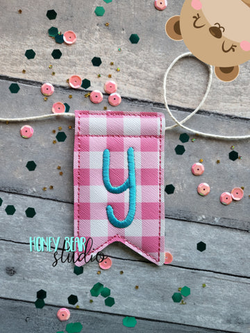 AddiePoo Font Alphabet Letter Y Flag Banner Piece 4x4 DIGITAL DOWNLOAD embroidery file ITH In the Hoop 0322
