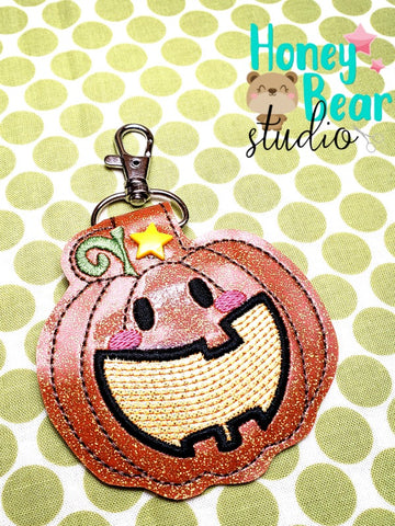 Party Pumpkin Halloween snap tab or eyelet for 4x4  DIGITAL DOWNLOAD embroidery file ITH In the Hoop