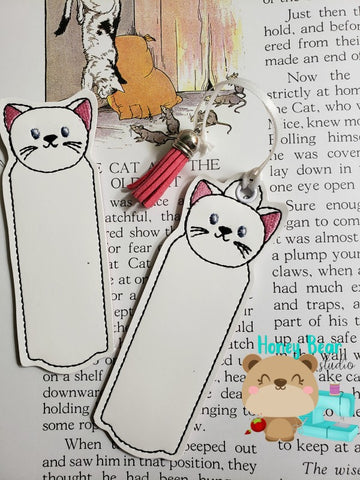 Kawaii Kitty Cat Bookmark Regular and Eyelet for 4x4  DIGITAL DOWNLOAD embroidery file ITH In the Hoop May 26 2019