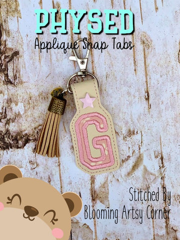 PhysEd Font Letter G Applique  snap tab, or eyelet fob for 4x4  DIGITAL DOWNLOAD embroidery file ITH In the Hoop
