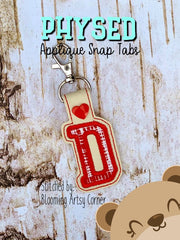 PhysEd Font Letter D Applique  snap tab, or eyelet fob for 4x4  DIGITAL DOWNLOAD embroidery file ITH In the Hoop