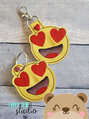Mod Emoji  Heart Eyes Snap Tab, Eyelet SET DIGITAL DOWNLOAD embroidery file ITH In the Hoop 0122