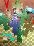 Diagonal Sketch Cross Key Fob Ornament set Snap Tab and Eyelet 2 styles 4x4 DIGITAL DOWNLOAD embroidery file ITH In the Hoop