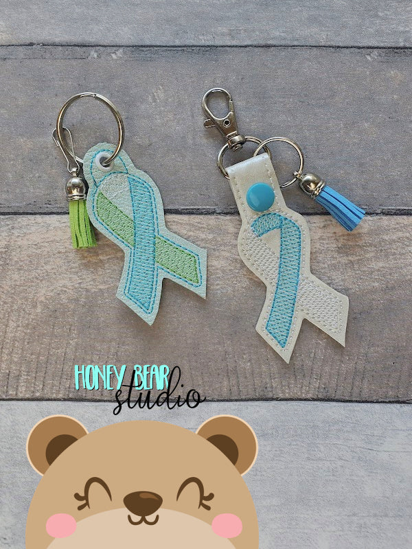 Multi Color Awareness Ribbon Sketch Fob snap tab, or eyelet key fob se ...