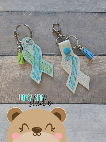 Multi Color Awareness Ribbon Sketch Fob snap tab, or eyelet key fob  set 4x4  DIGITAL DOWNLOAD embroidery file ITH In the Hoop 1022