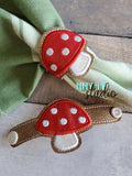 Woodland Mushroom Applique Napkin Ring Snap 4x4  DIGITAL DOWNLOAD embroidery file ITH In the Hoop 1121