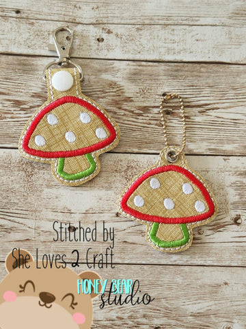 Mushroom Toadstool Gnome Home Applique Snap Tab, Eyelet SET DIGITAL DOWNLOAD embroidery file ITH In the Hoop 0722