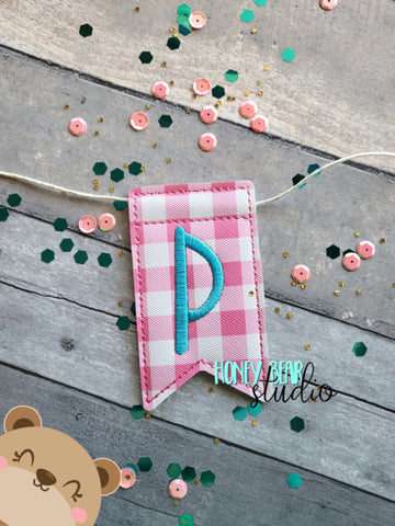 AddiePoo Font Alphabet Letter P Flag Banner Piece 4x4 DIGITAL DOWNLOAD embroidery file ITH In the Hoop 0322