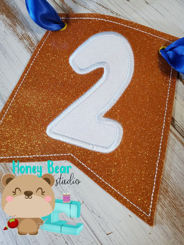 Applique Alphabet Number 2 Two  Party Pumpkin Banner Piece for 4x4, 5x7, DIGITAL DOWNLOAD embroidery file ITH In the Hoop