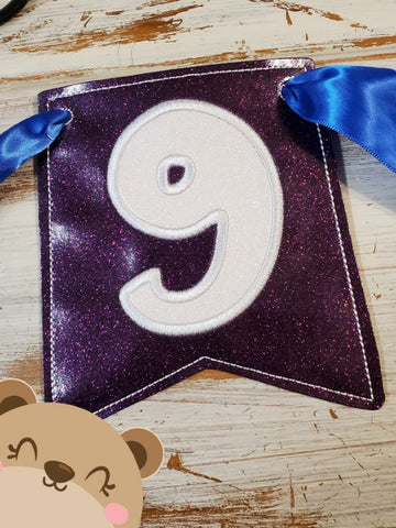 Applique Alphabet Number 9 Nine Party Pumpkin Banner Piece for 4x4, 5x7, DIGITAL DOWNLOAD embroidery file ITH In the Hoop