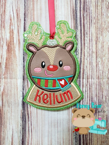 P2 Cozy Christmas Reindeer Ornament 5x7 DIGITAL DOWNLOAD embroidery file ITH In the Hoop