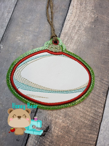 Sports Christmas  Rugby ball Applique  4x4 DIGITAL DOWNLOAD embroidery file ITH In the Hoop DEC 2019