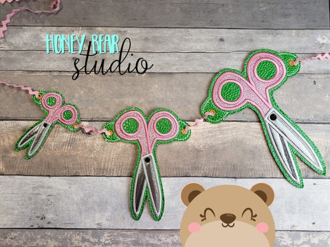 Sewing Notions Banner Piece Scissors Applique 4x4, 5x7, 6x10 DIGITAL DOWNLOAD embroidery file ITH In the Hoop Nov 2019