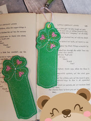 Shamrock Hidden Hearts Trinity Bookmark Regular for 4x4  DIGITAL DOWNLOAD embroidery file ITH In the Hoop Mar 2020