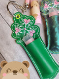 Shamrock Trinity Clover Lip Balm Holder 4x4 and 5x7 DIGITAL DOWNLOAD embroidery file ITH In the Hoop Mar 2020
