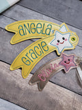 Little Shooting Star ornament gift tags, eyelet for 4x4 , 5x7 DIGITAL DOWNLOAD embroidery file ITH In the Hoop 11 20