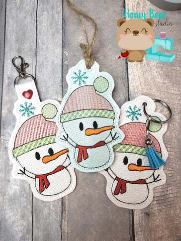Snowman Christmas SHAPED Lip Balm Pocket Ornament Holder 4x4 and 5x7 DIGITAL DOWNLOAD embroidery file ITH In the Hoop Nov 2019