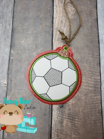 Sports Christmas Soccer Football Applique  4x4 DIGITAL DOWNLOAD embroidery file ITH In the Hoop Nov 2019