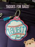 SCALLOPED Baseball Softball Sports Taggie, luggage gift tags, eyelet for 4x4  DIGITAL DOWNLOAD embroidery file ITH In the Hoop 0621
