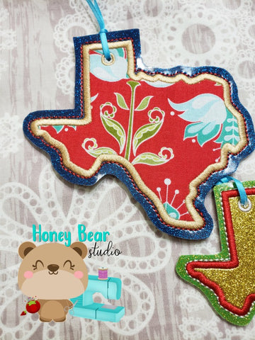 Texas State Applique Christmas Ornament 4x4 5x7 DIGITAL DOWNLOAD embroidery file ITH In the Hoop