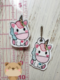 Sitting Kawaii Unicorn feltie and zipper pull, with sorted files  DIGITAL DOWNLOAD embroidery file ITH In the Hoop June 2, 2019