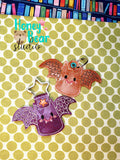 Pumpkin Party WINGS the Bat Halloween snap tab or eyelet for 4x4  DIGITAL DOWNLOAD embroidery file ITH In the Hoop